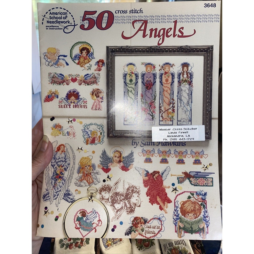 American School of Needlework 50 Cross Stitch Angels Pattern Book 3648 Hawkins